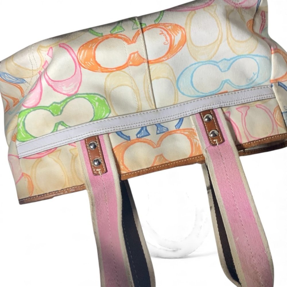 Coach Multicolor Tote with Pink and Blue Accents (item#157) (coach f10674) - Picture 8 of 9